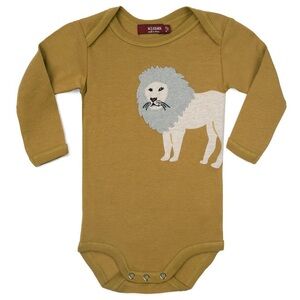 Milkbarn Applique Onesie Long Sleeve Lion